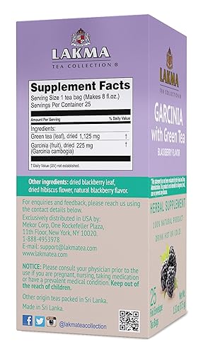 Miniatura 6 de Lakma Garcinia Cambogia Té Verde con Mora, 25 Bolsas de Té
