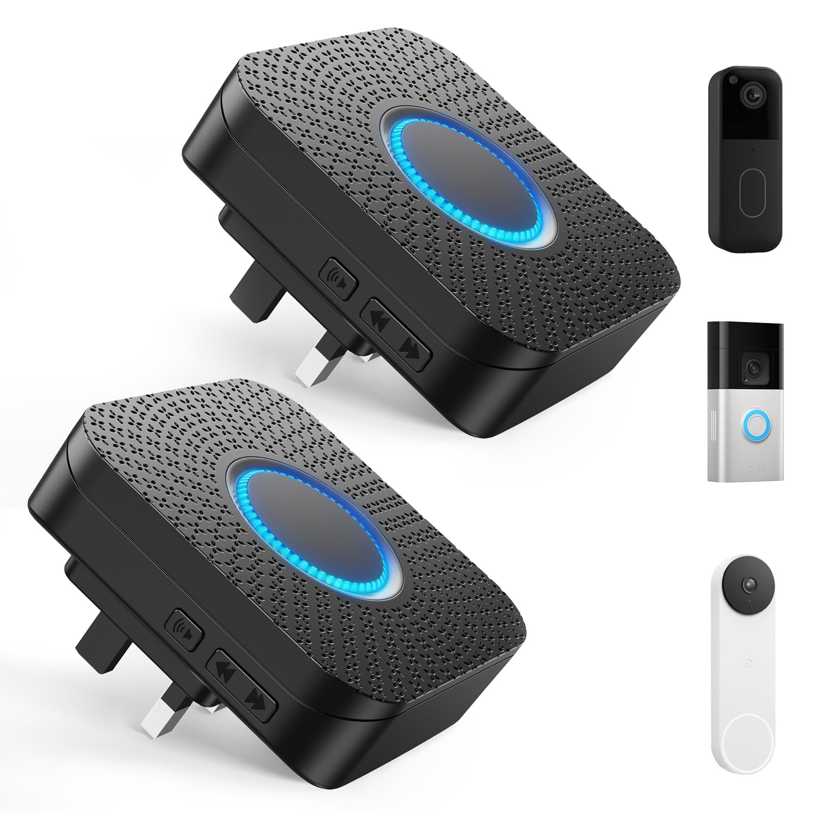 Satisure 2 Pack Smart Wireless Doorbell Chime, 3 in 1 Doorbell Extender - Compatible with Ring & Blink & Google Nest Video Doorbell, 2.4G WiFi, No Wiring Needed, Easy Setup Receiver