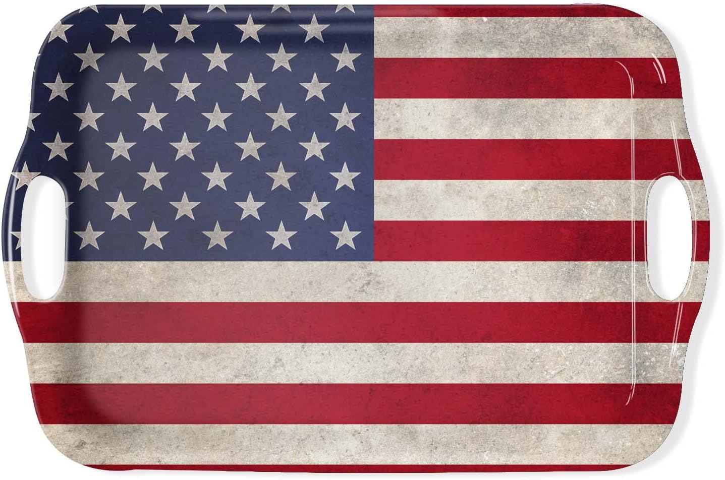Serving Tray Decorative Tray with Handles Multi-Purpose Rectangular Serving Trays for Restaurant, Parties, Coffee Table, Kitchen - American Flag