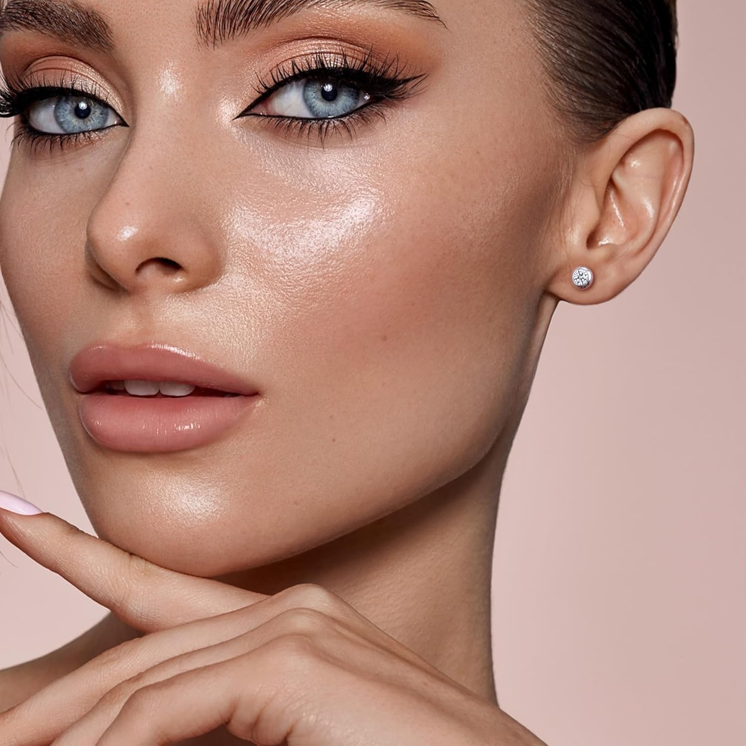 ZDE Titanium Women Flatback Earrings for Women Crystal Gold Stud Earrings Flat Back Earrings Hypoallergenic Cartilage Earring Helix Tragus Conch Piercing 3mm-5mm - Image 6