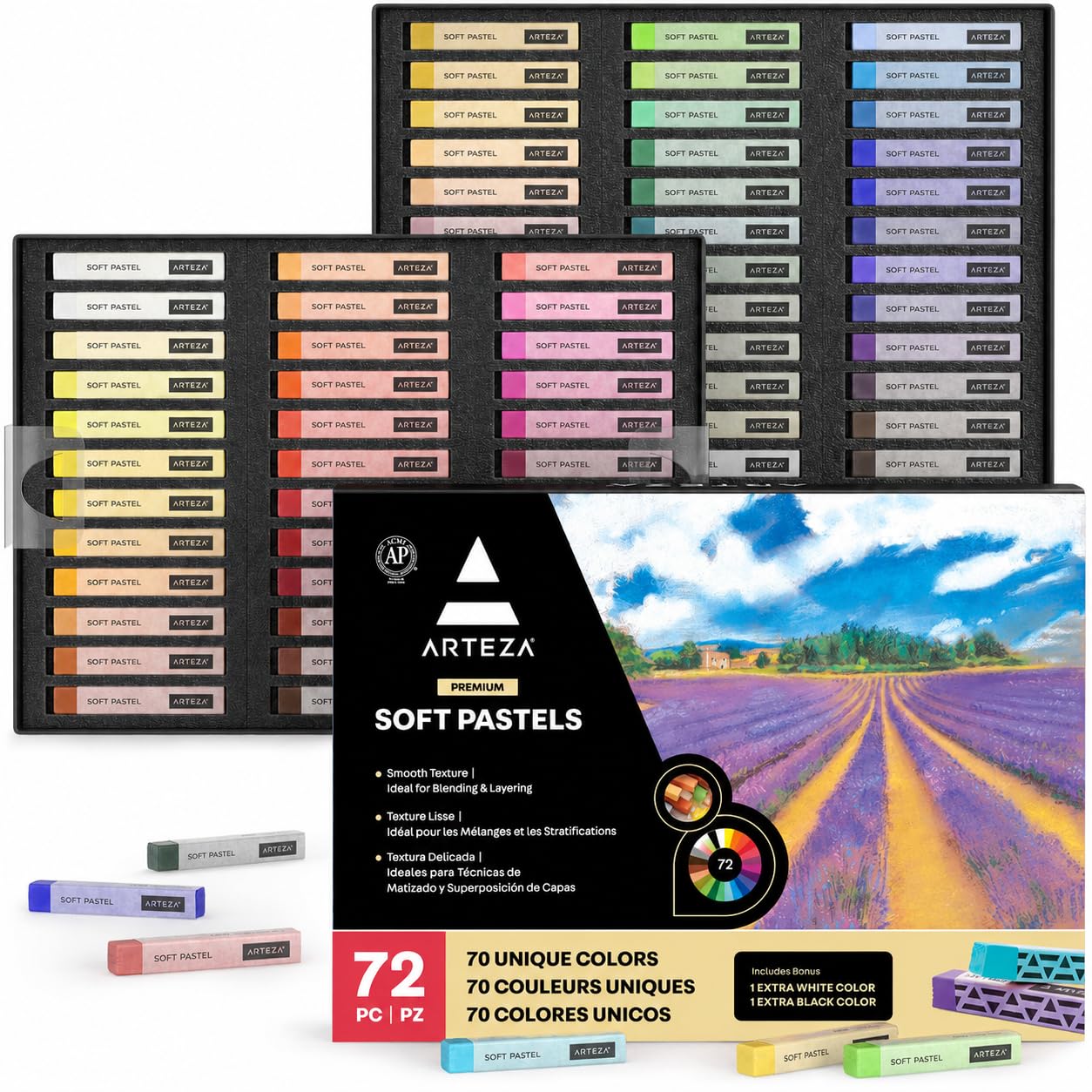 Amazon.com: ARTEZA Soft Pastels, Set of 72 Chalk Pastel Sticks for