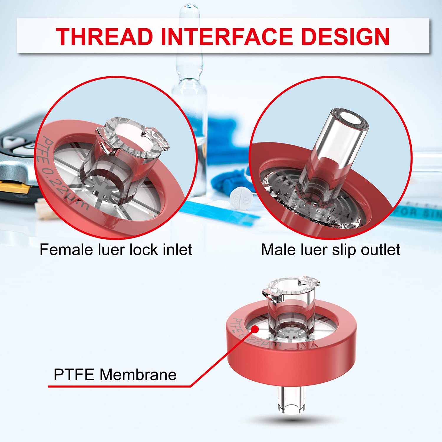 10 Filtri Per Siringa PTFE 0,22 µm 25 Mm - Per Laboratorio, Non Sterili - Foto 8