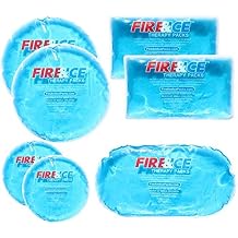 Fire & Ice Hot Cold Gel Packs-7 Reusable Packs in 4 Sizes for Multiple Applications Muscle & Joint Pain, Sinus Relief, First Aid for Injuries, Tired Eyes, Child Boo Boos, or Keeping Lunches Cool