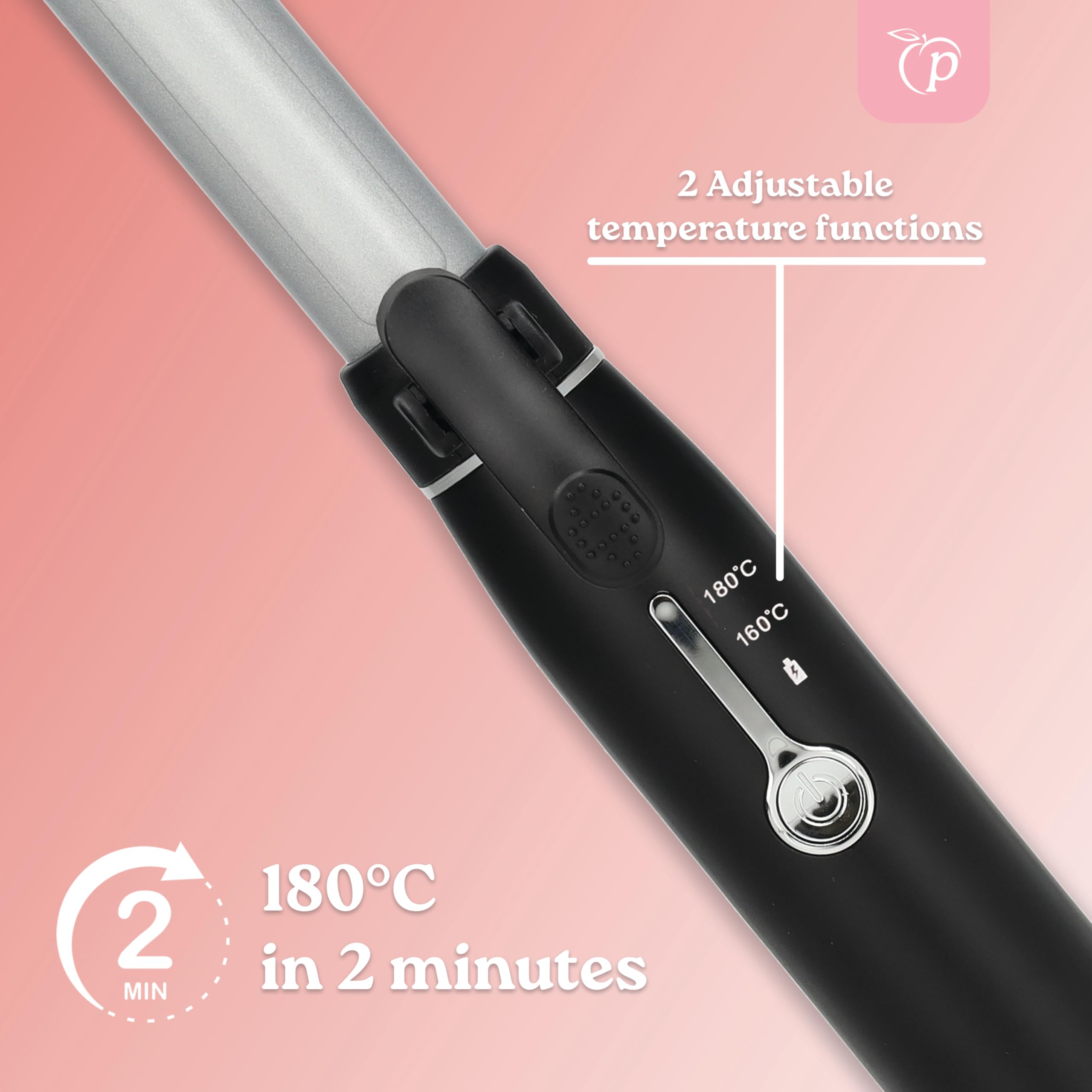Mini Rizador Inalámbrico 19mm | 2 Niveles de Temperatura | Para Cada Tipo de Cabello (liso, grueso, ondulado) | Con Revestimiento Cerámico | Cable de carga USB Tipo-C