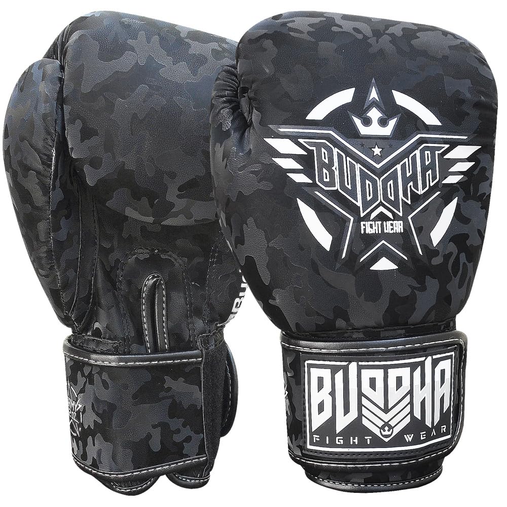 BUDDHA FIGHT WEAR – Thailand-Boxhandschuhe – Muay Thai – Kickboxen – hochwertiges Kunstleder – geruchshemmender Innenstoff – verstärkte Nähte – Verschiedene Designs