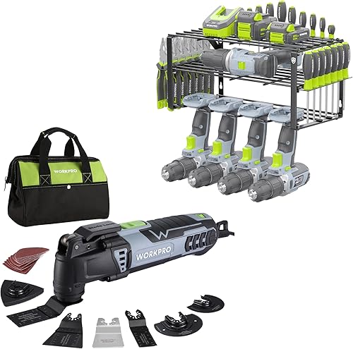 WORKPRO Kit oscilante multiherramienta y organizador de herramientas eléctricas WORKPRO