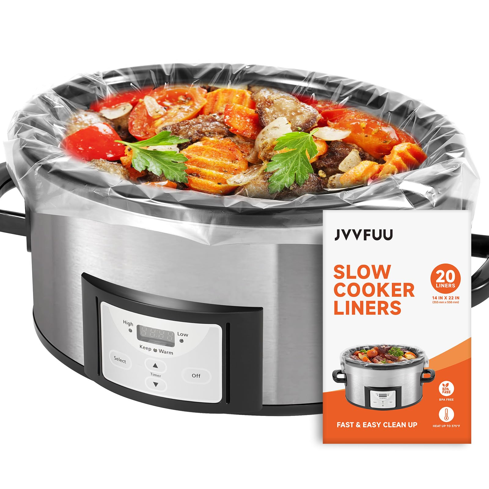 Slow Cooker Liners 6-10 Quart, Cooking Bags Extra Large Size 14"x 22", Slow Cooker Bags Disposable Oval Large For Crock Pot, 20 Liners-image-21