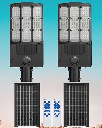 13500W Solar Street Lights Outdoor, 850000Lm Solar Parking Lot Lights Commercial Dusk to Dawn, 6500k IP67 Big Power with Remote Control for Street,Court,Yard 13500W-2PACK