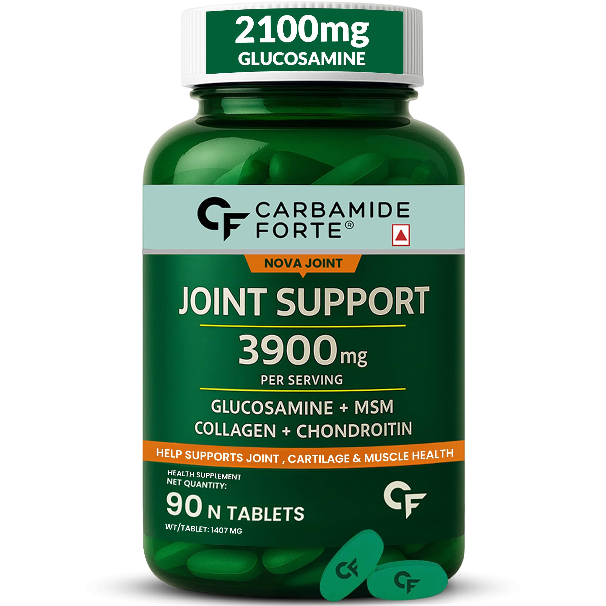 Carbamide Forte Glucosamine Chondroitin MSM - Joint Support Supplements | Joint Support, with Glucosamine Chondroitin, 3900mg Per Serving | MSM supplement for men & women – 90 Tablets