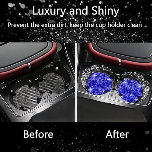 Miniatura 6 de 2 posavasos de auto con diamantes de imitación, 2.75 pulgadas, antideslizantes, a prueba de golpes, universal, a la moda, para automóvil, accesorios