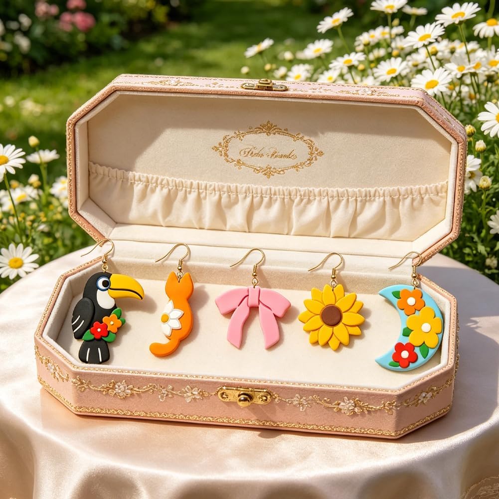 17Pcs Flower Bird Polymer Clay Cutters for Earrings Making Floral Cat Butterfly Bird Moon Clay Molds DIY Jewelry Tools
