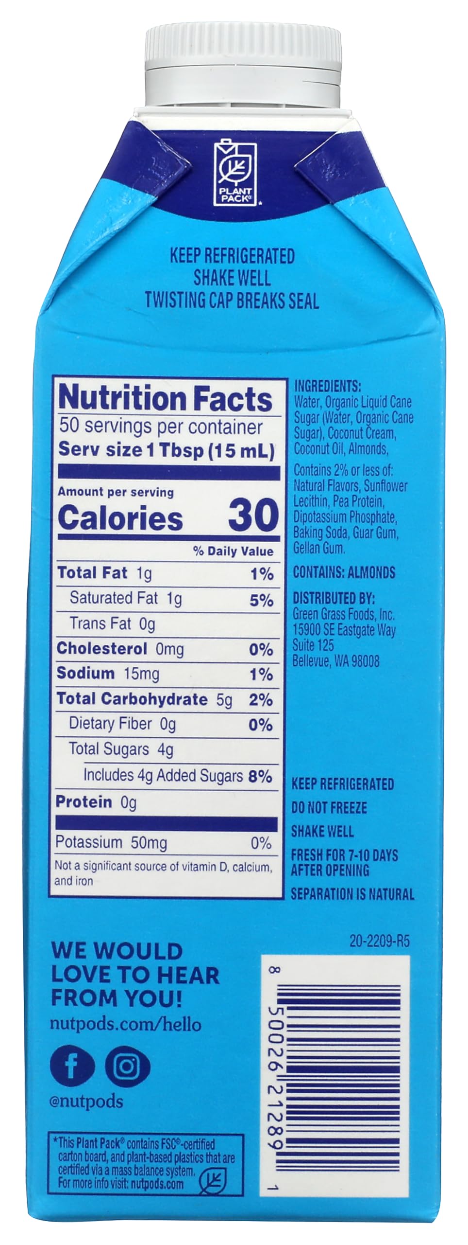 NUTPODS Vanilla Plant Based Creamer 25 4 FZ — view 2