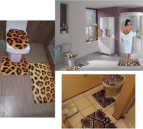 Miniatura 7 de UNICEU Juego de alfombras de baño de 3 piezas, tapete de baño absorbente con notas musicales de hoja de arce, tapete de contorno y tapa de inodoro,