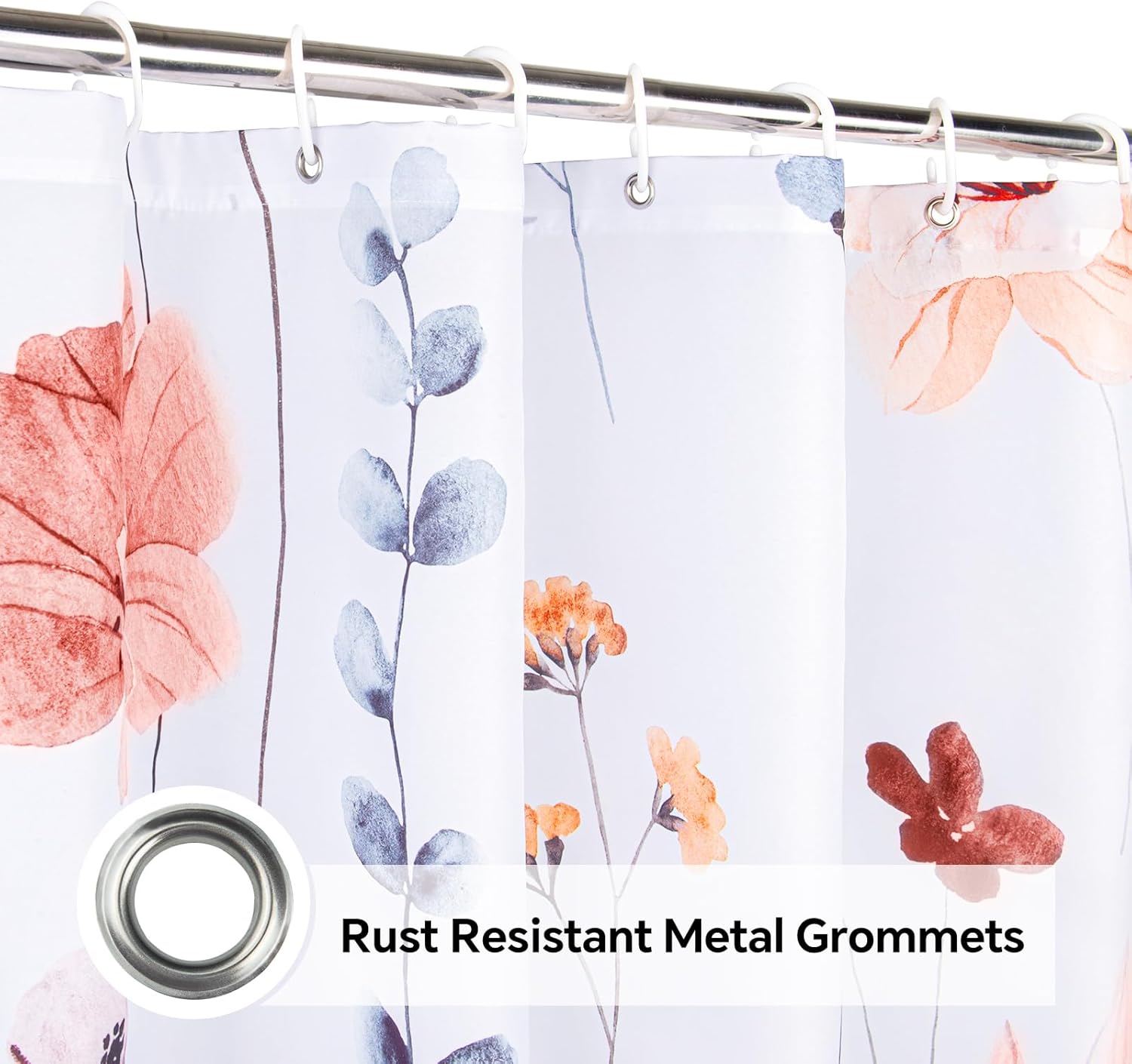 QiyI Watercolor Floral Shower Curtain, Flowers Print Minimalist Bathroom Curtain, Machine Washable Spring Modern Shower Curtains, Waterproof Fabric Shower Curtain Set with Hooks, 36 x 72, Pink Pink 36"W x 72"L (Pack of 1)