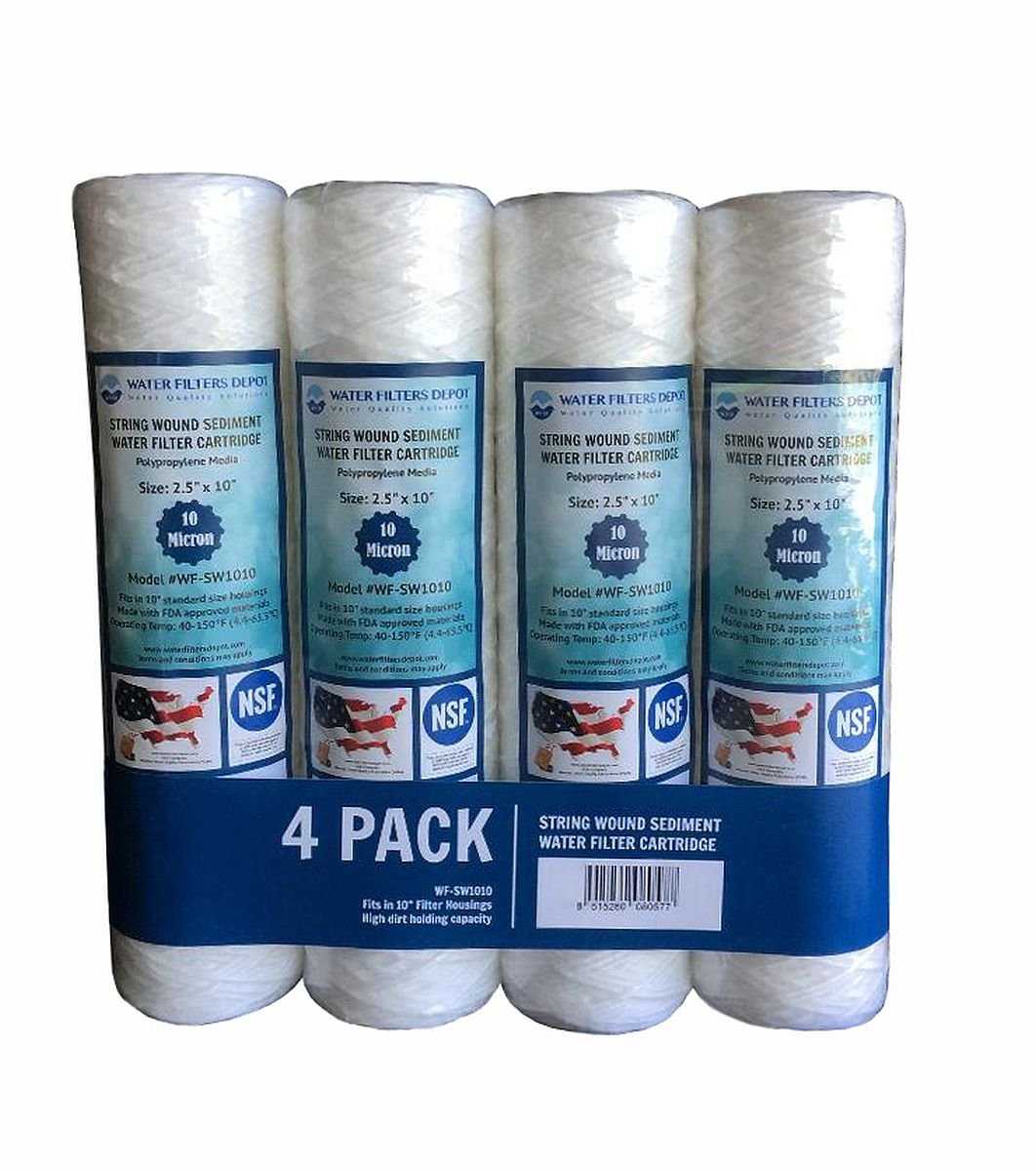 wf-sw1010 2,5 "x10" cadena herida sedimentos cartucho de filtro de agua por agua filtros Depot (DMA), cabe en 10 "Carcasas de tamaño estándar de Undersink Ro o sistemas de filtración (10 micrones)