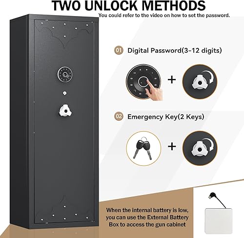 Miniatura 3 de KAER 10-12 cajas fuertes para pistolas y rifles caseros, cajas fuertes y gabinetes para armas de acceso rápido, caja fuerte grande para rifle para