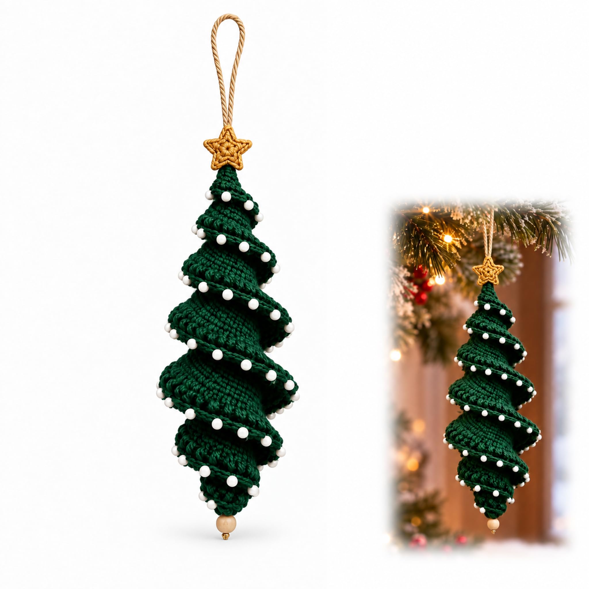 Christmas Crochet Kit for Adults UK, DIY Christmas Tree Ornament Craft