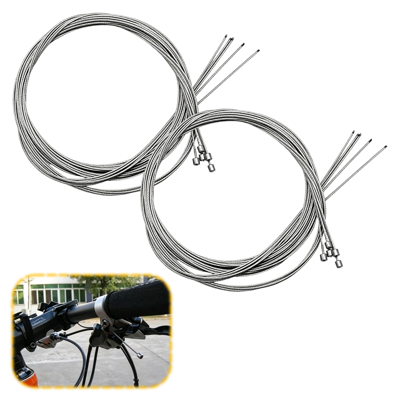 20 Pieces Bike Brake Cables Speed Change Cable Set, 10 Pcs 2M GearCables for Bicycles and 10 Pcs 1.8M Brake Cables for Bicycles. Brakes Cable for Mountain and Road Bike