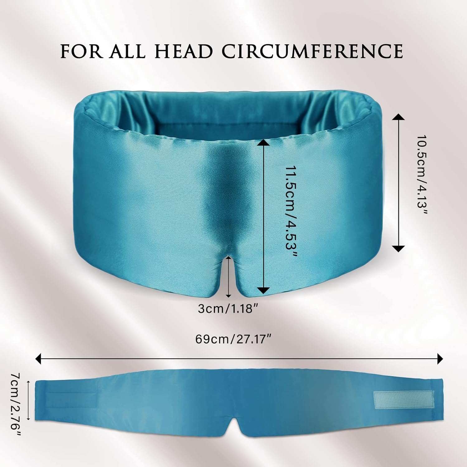 DAISYSILK Antifaz de seda para dormir para mujeres y hombres, morera pura de grado 6A con diadema ajustable, máscara de ojos ancha que abraza la cara para dormir de lado, cubierta de ojos relajante,