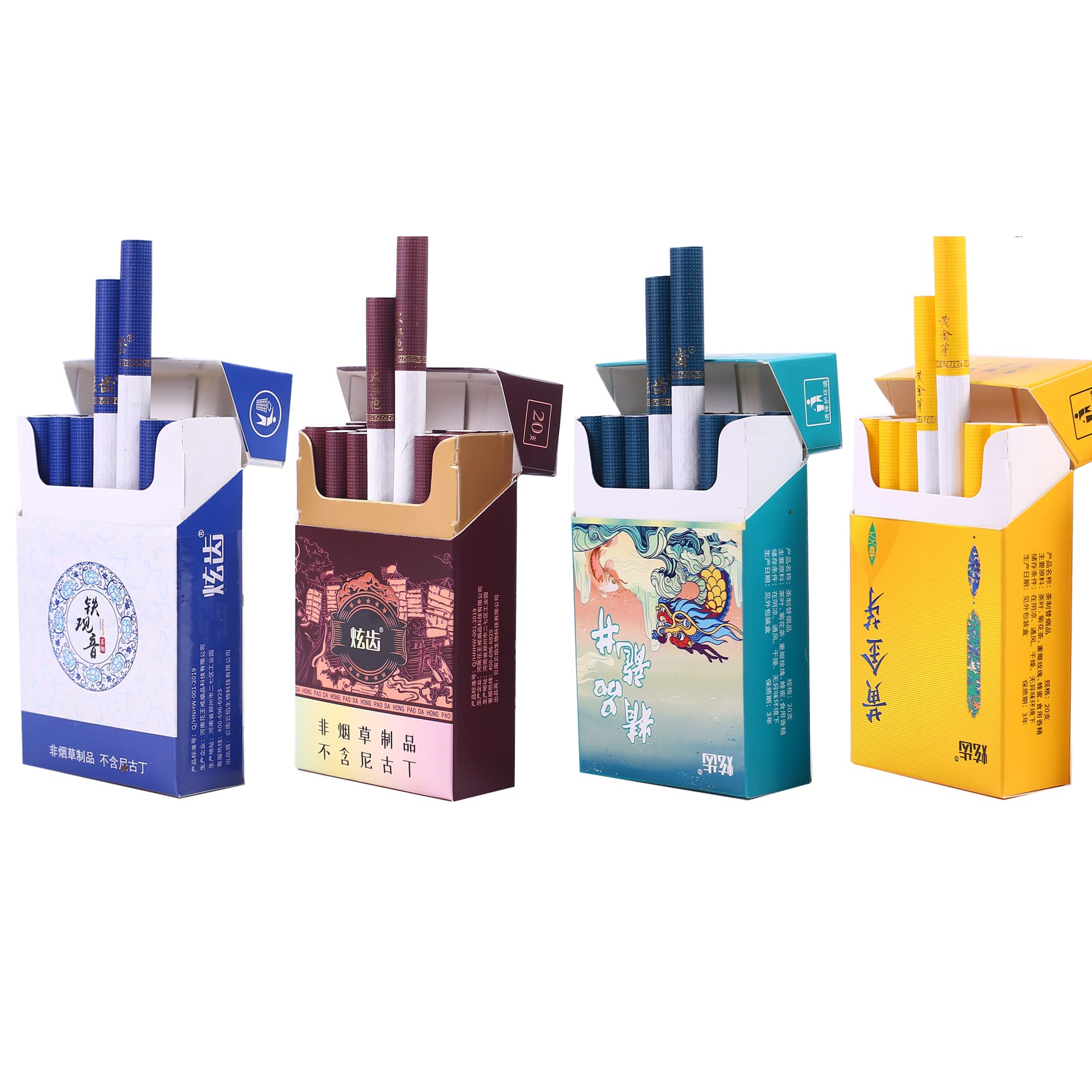 Tea Herbal Cigarettes, Tobacco and Nicotine Free, 4 Packs 80 Smokes