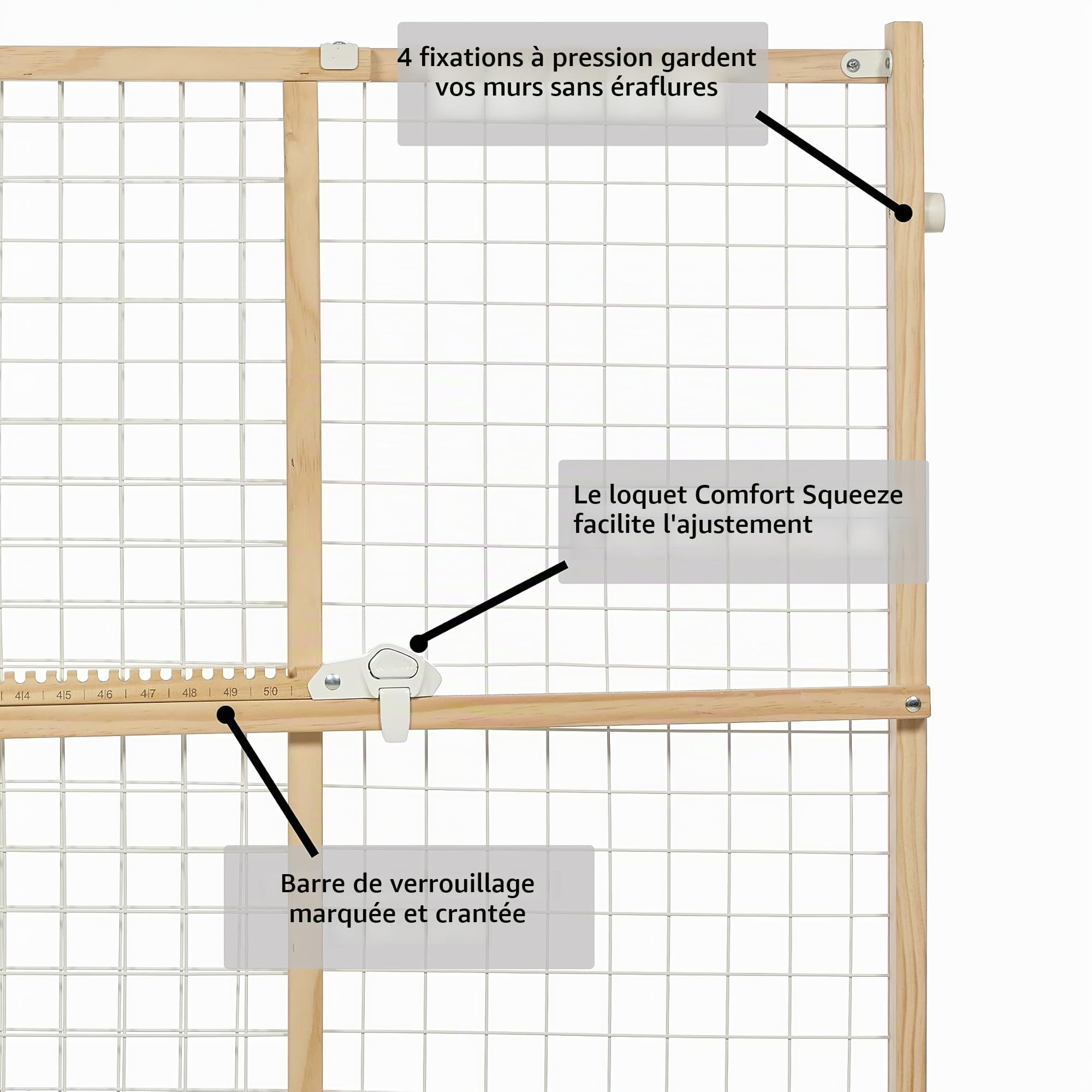 Midwest Homes for Pets 2932WWM-2 Barrière de sécurité en grillage, 81,28 cm de haut et 73,66-127 cm de large, bois