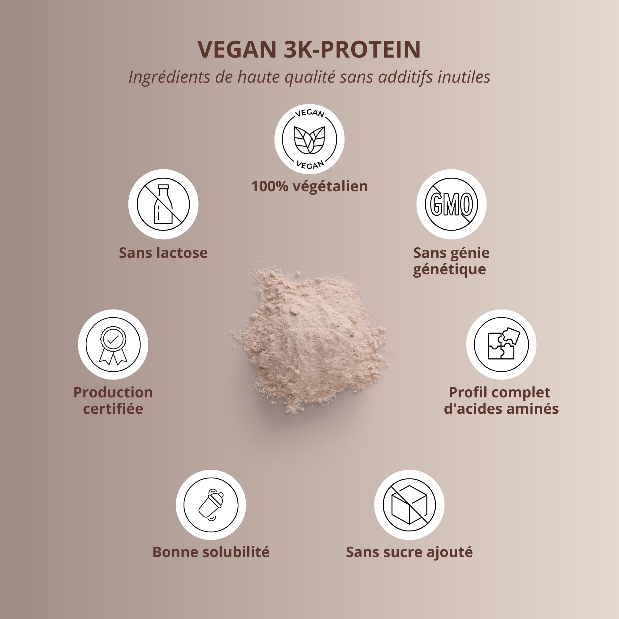 Nutri+ PROTEIN POWDER VEGAN Chocolate Brownie 1kg - poudre de protéines multi-composants végétales sans lactose