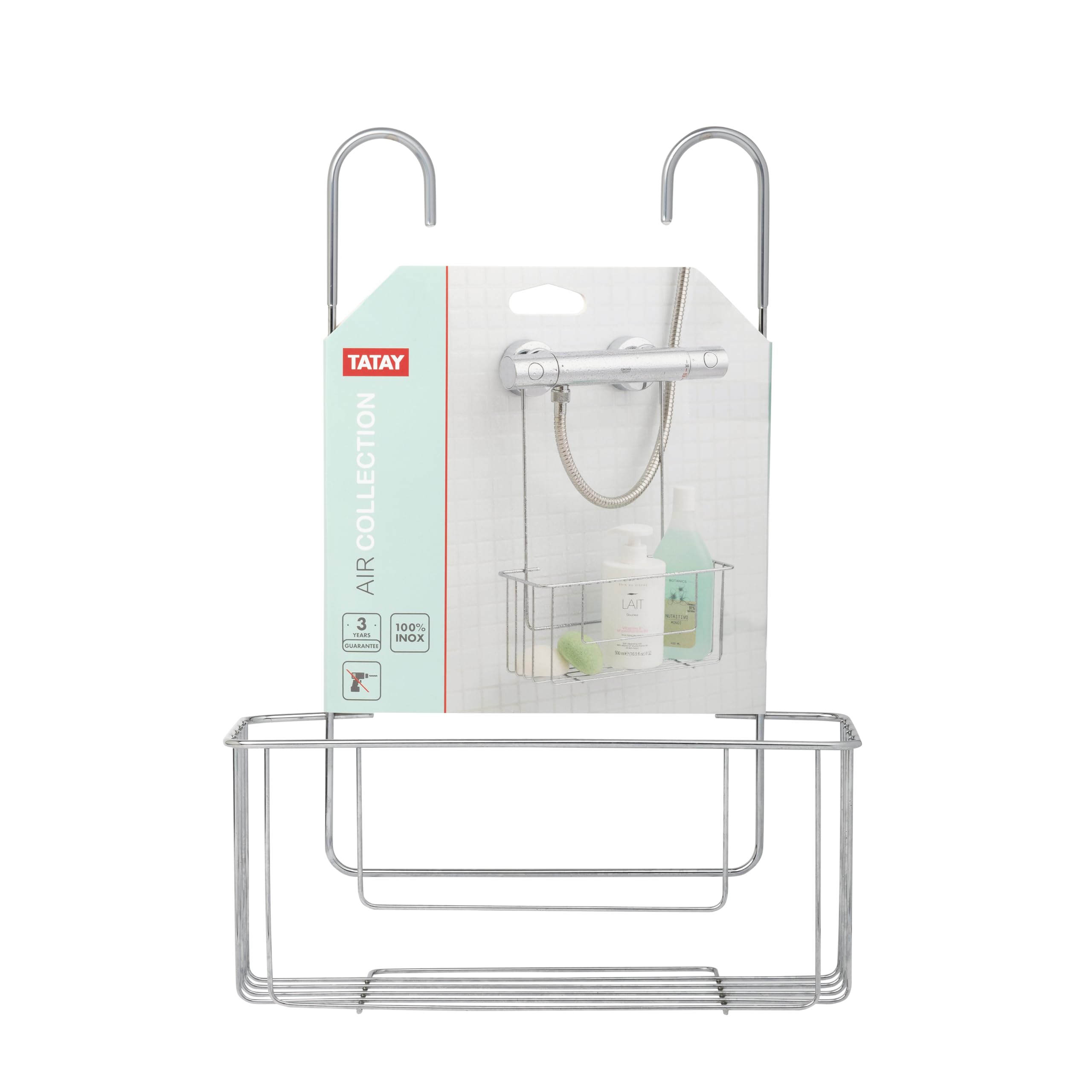 TATAY Porta Sapone per Doccia Appendino Doccia 100% Inossidabile | Resiste Umidità e Corrosione | Installazione Facile Senza Fori | Design Moderno | Pulizia Facile | 28 x 12,5 x 39 cm – Metallo