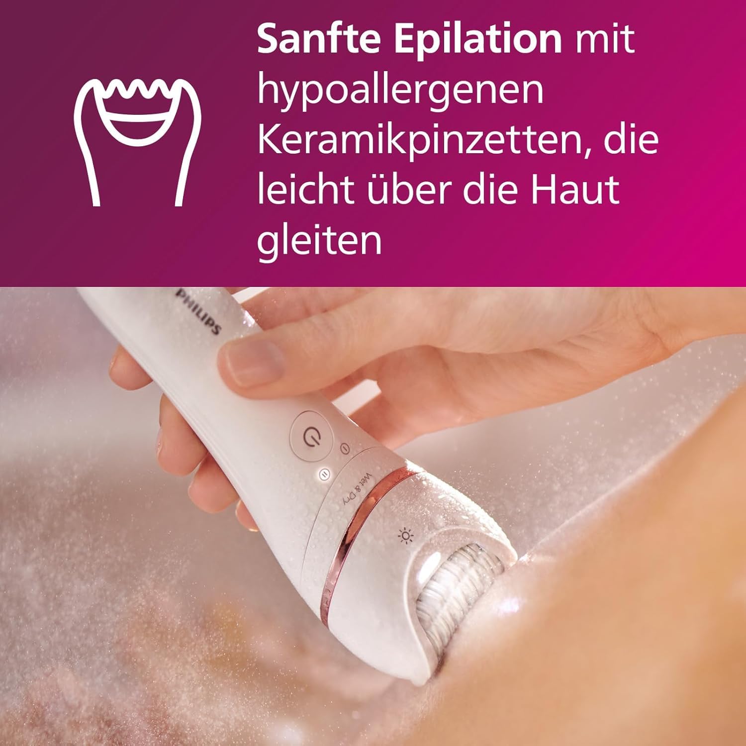Philips Series 8000 Epilierer BRE740/10 kabelloser Nass- und Trockenepilierer mit 9 Zubehörteilen