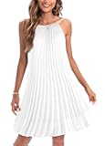 Women's 2026 Summer Spaghetti Strap Pleated Casual Swing Dress with Belt