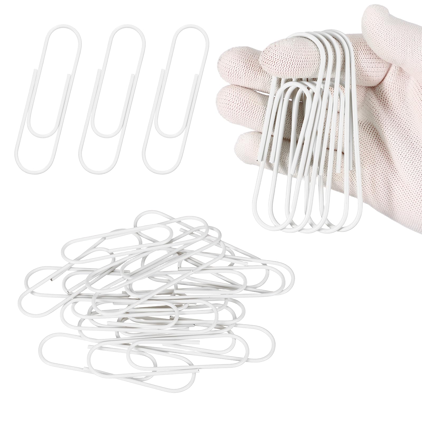 PATIKIL 10cm / 4 Inch Extra Large Paper Clip, 12 Pack Coated Giant Metal Paper Clip Rustproof for Documents DIY Crafts Home Office, White — image 1