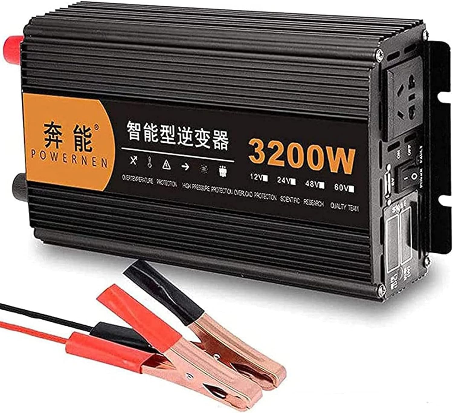 Spannungswandler 3200W/4000W/5000W/6000W/8000W/9000W/12000W/15000W Pure Sine Wave Power Inverter DC12V/24V auf 220V 230V AC für Fahrzeuge Konverter-Werbung Adapter Kfz-Ladegerät (3200W,12V)