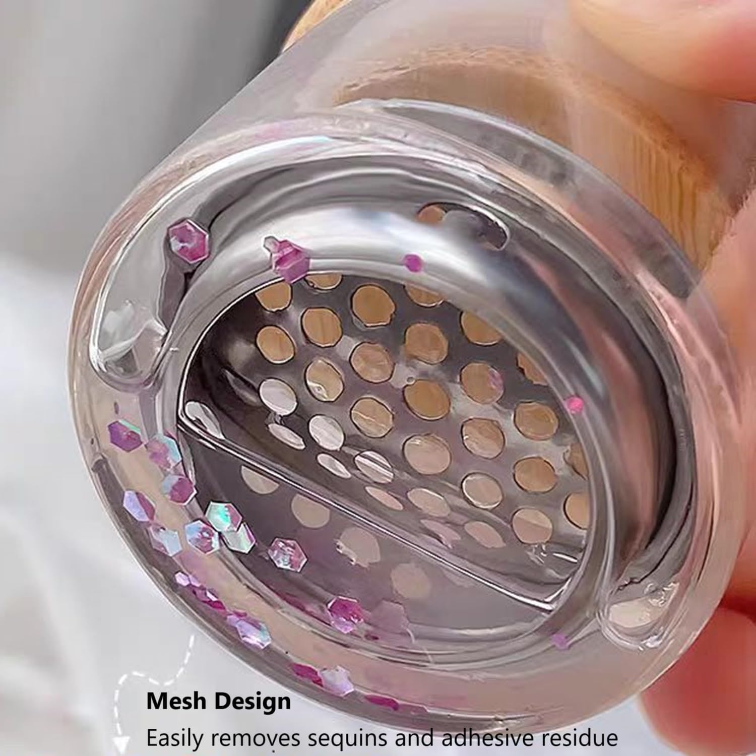Nail Art Brush Washing Cup, Nail Glitter Removal Cup, Monomer Holder, Nail Art Acrylic Liquid Powder Removal Cup, Nail Brush Cleaner Dappen Dish with Lid, Easy Cleaning Portable Mesh Layered (3 Pack)