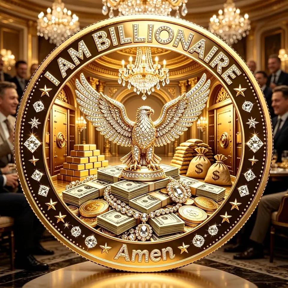 Double-Sided Get Rich Commemorative Coin|I AM Billionaire Eagle Attracting Wealth + 888 Infinite Wealth Coin,Feng Shui Coin Billionaire Meaning Collection Coin,Good Fortune Blessing Creative Gifts