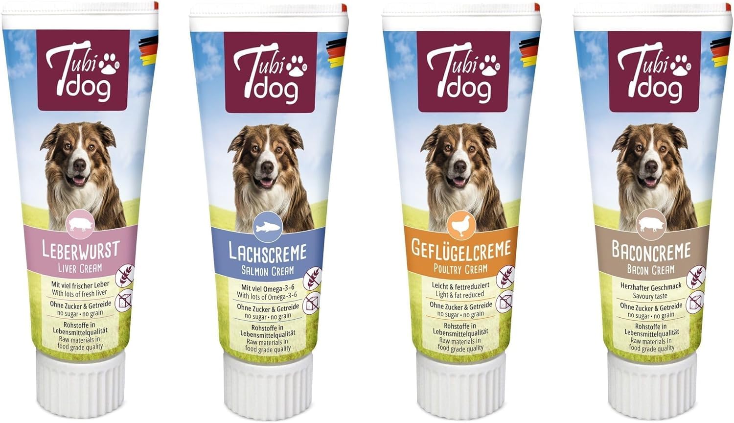 Tubidog Ensemble de tubes de saucisses de foie, de crème de saumon, de bacon et de volaille