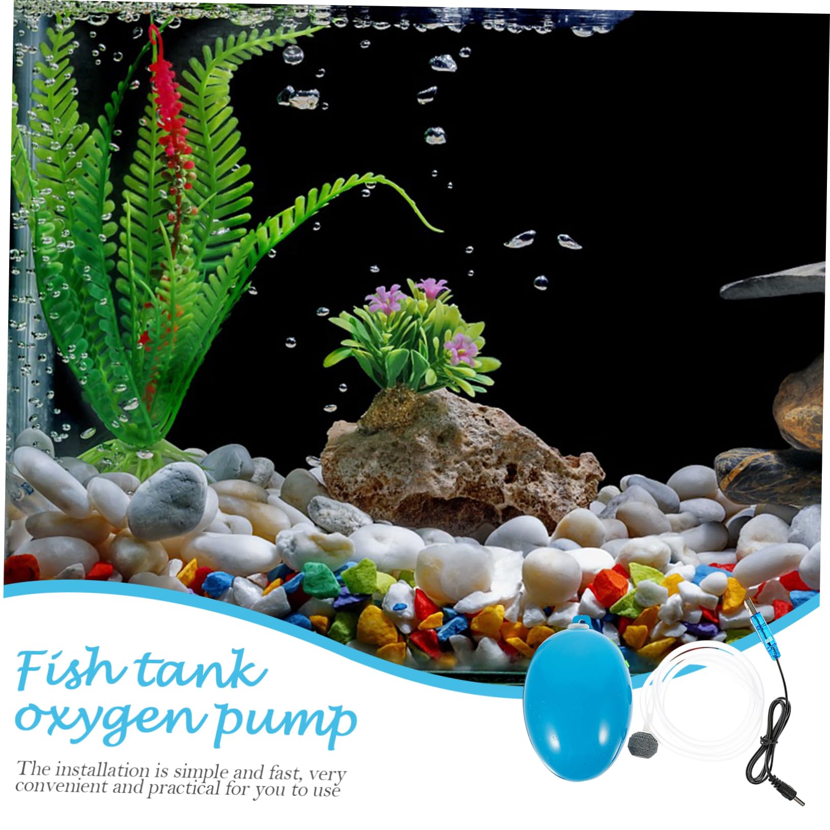 Bomba de oxigeno para pecera Suministro pecera Accesorios ambientador Bomba de Aire Piscina característica Tanque de Peces Suministro de Pesca Abdominales Blue