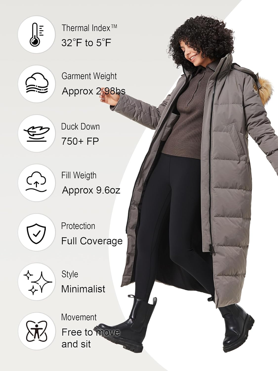 Fitouch Women's Waukee Long Down Coat Parka Jacket | 750+ Fill Power | Full-Length - Image 8