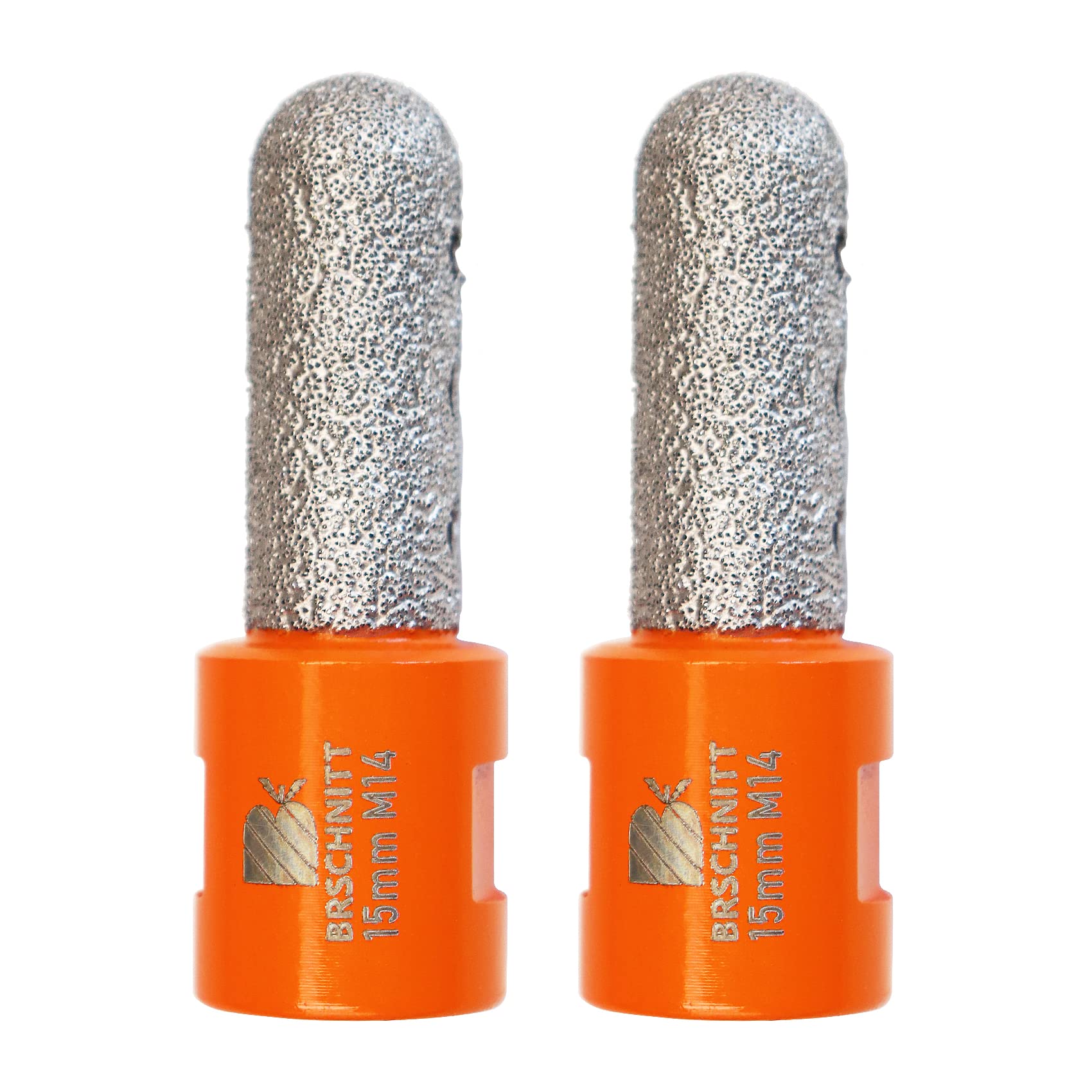 Diamond Finger Milling Bits,BRSCHNITT 2pcs 15mm Dry Core Drill Bit with M14 thread for Enlarging Shaping Existing Holes of Porcelain Tile Ceramic Marble Granite Countertop