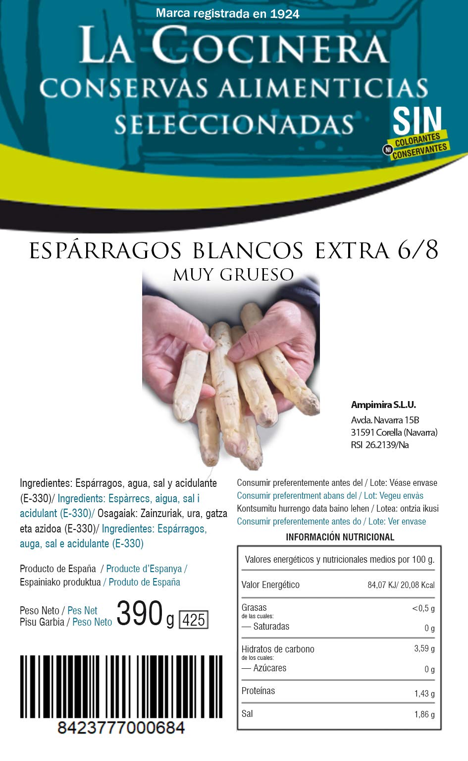 Esparragos blancos extra 6/8 muy grueso