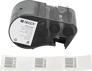 Brady Authentic (M5-125-461) Self-Laminating Cryogenic Polyester Labels 1"H x 1.75"W Black on White, Clear, 180 Labels. for use with The BMP51 and M511 Label Printers