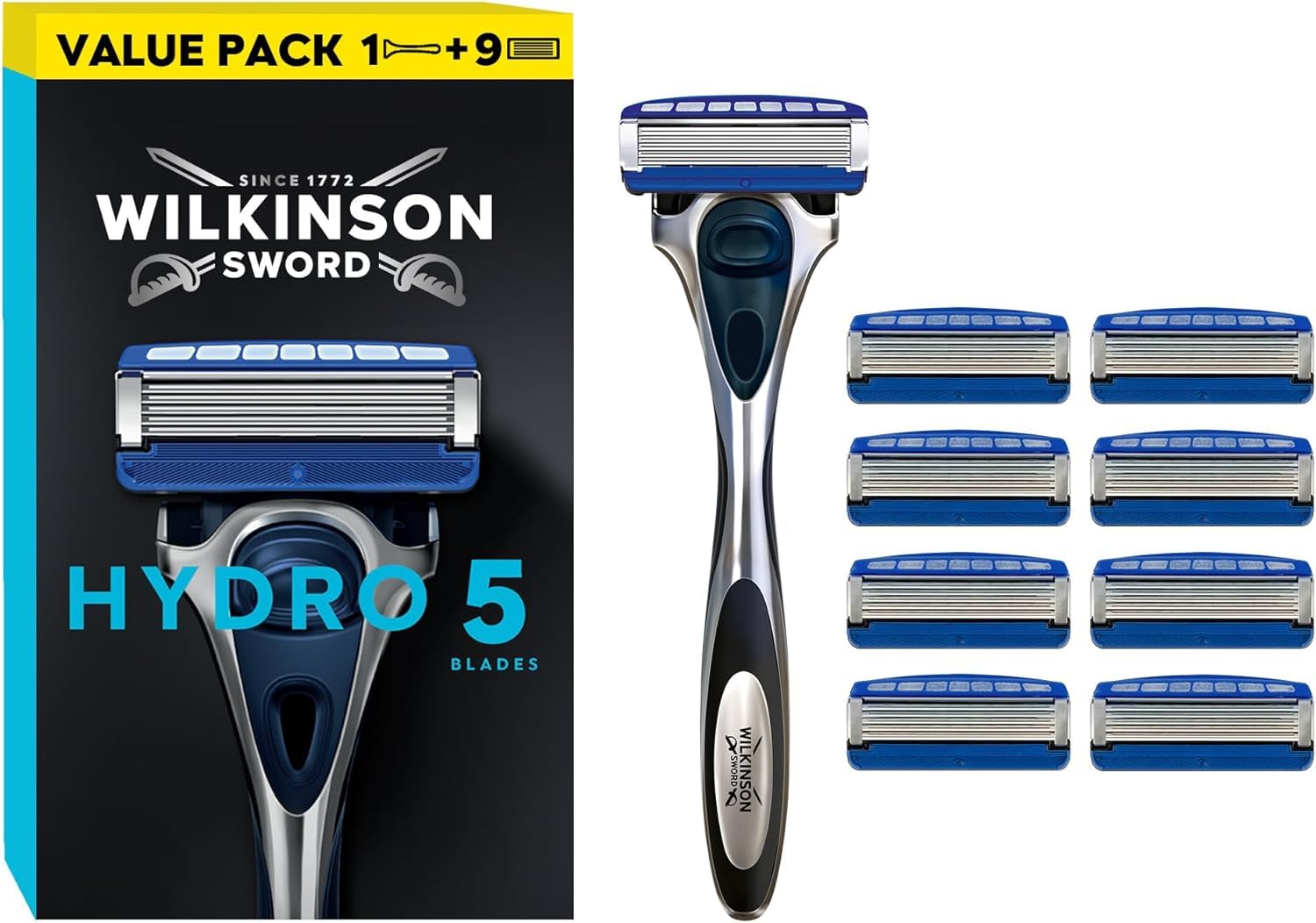 Wilkinson Sword Hydro 5 Skin Protection golarka, uchwyt z tworzywa sztucznego, 5 ostrzy, unisex, normalna, 1 sztuka, standardowa, torba, do owłosienia ciała i twarzy