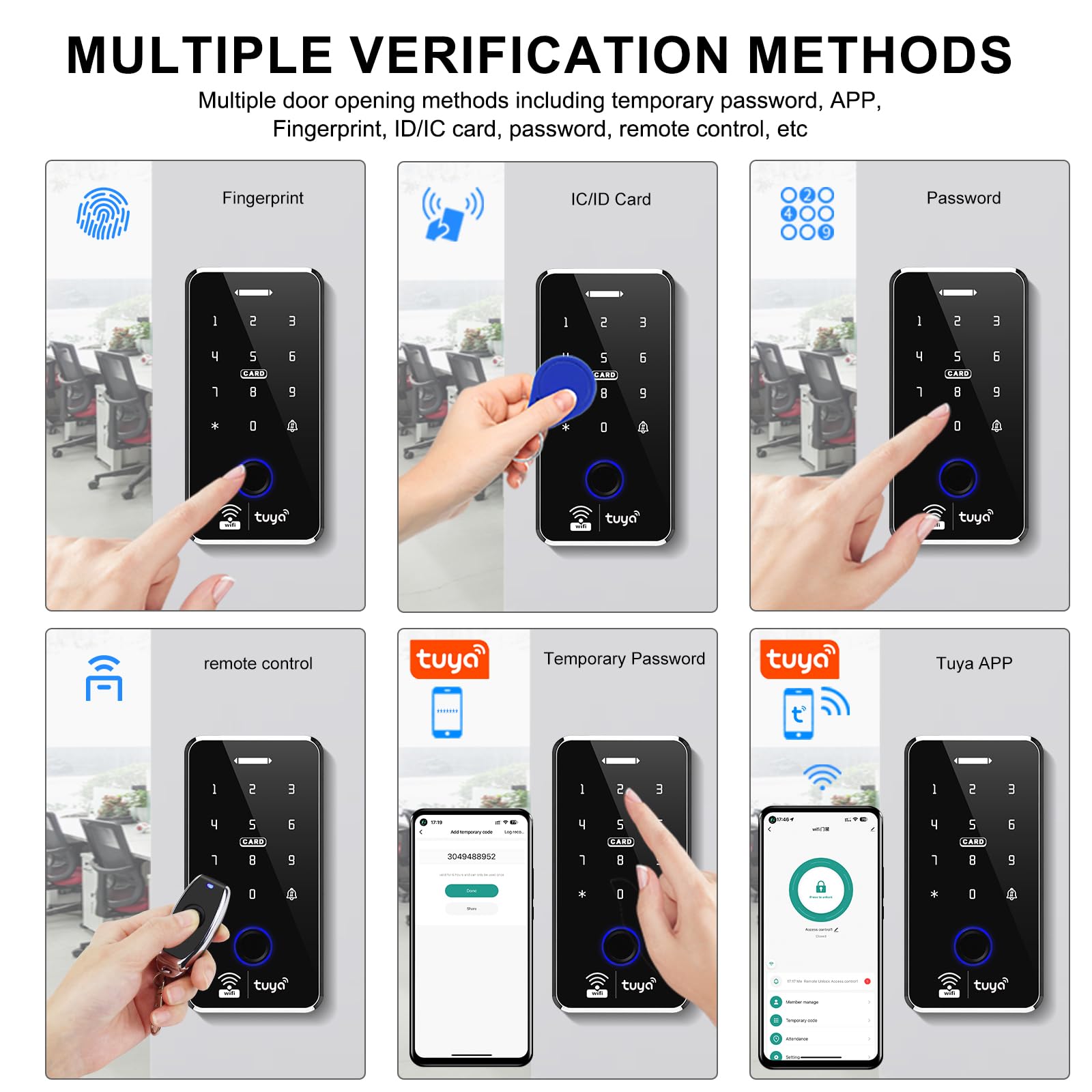 WiFi Tuya Security Access Control System Kit: impermeabile, impronte digitali, password, blocco tastiera RFID, serratura magnetica 272,2 kg + staffa ZL, apriporta telecomando intelligente