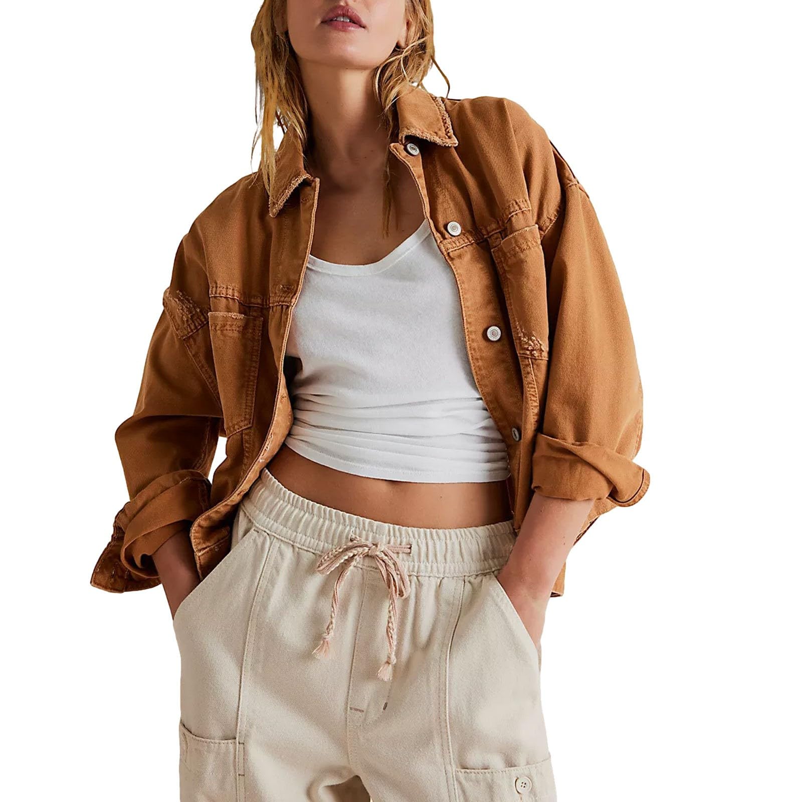 Chaqueta de entretiempo para mujer, chaqueta de primavera, chaqueta de verano, para vaqueros, camisa larga