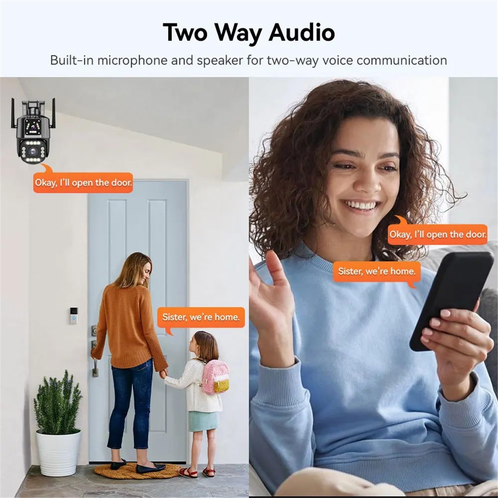 Kamera bezpieczeństwa, Kamera IP 4G/WiFi 4MP 4K z podwójnym obiektywem, ekranem, monitorem sieciowym, inteligentnym domem, kamerami PTZ CCTV na zewnątrz, ochroną bezpieczeństwa(WiFi Cam No Card)
