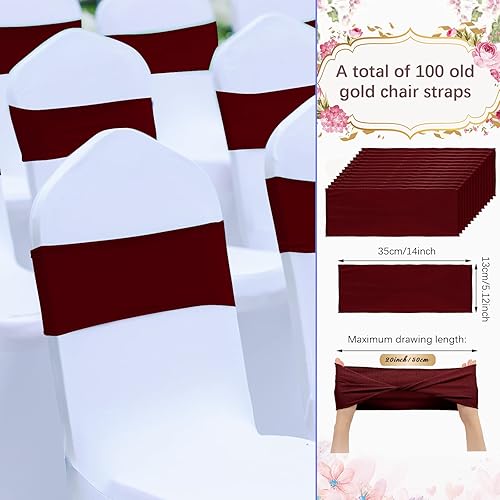 Miniatura 2 de CHENGU 100 bandas de elastano para silla, con lazo liso, para bodas, sin hebilla, decoraciones para sillas de cumpleaños, lazos elásticos para