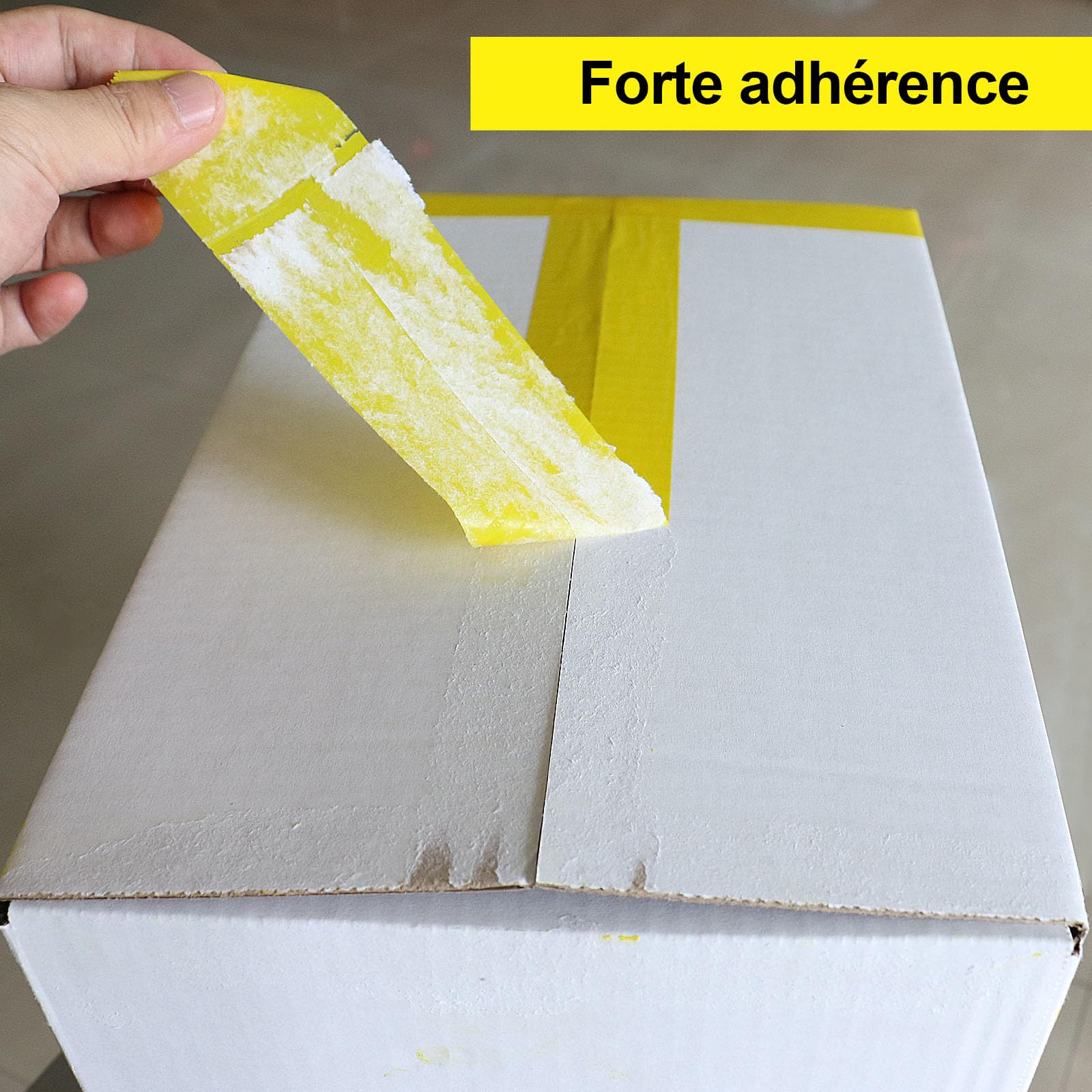 BOMEI PACK Ruban d’emballage 66m x 48mm 3 rouleaux avec dévidoir adhésif fort Jaune