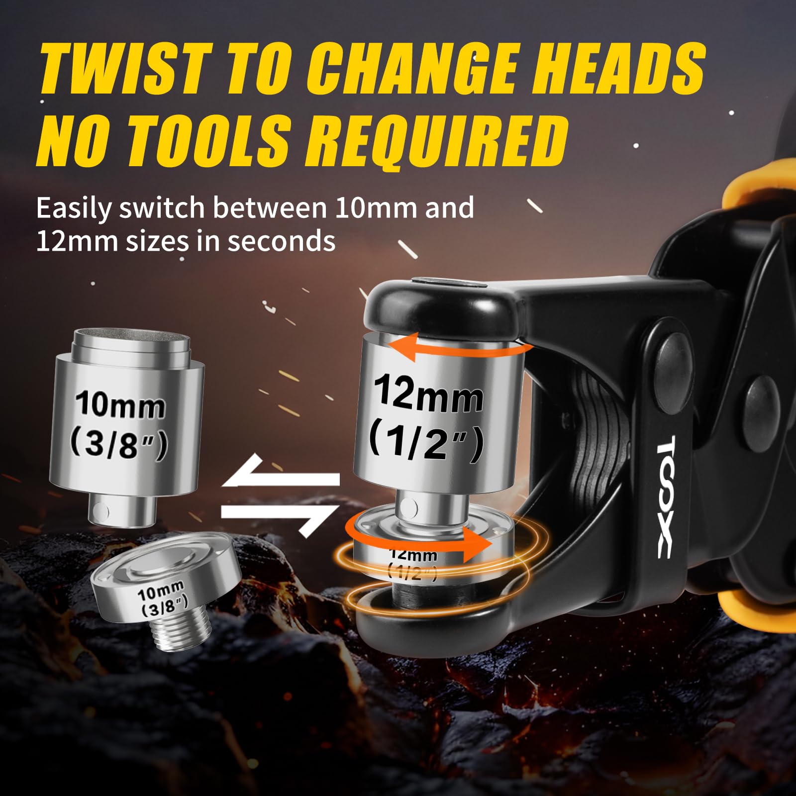 XOOL Pinza per Occhielli 2-in-1, Teste Intercambiabili 12 mm & 10 mm a Rotazione, Strumento per Forare con Sistema Magnetico per Tela, Pelle, Teli e Fai-da-te – 400 Occhielli e Rondelle Inclusi