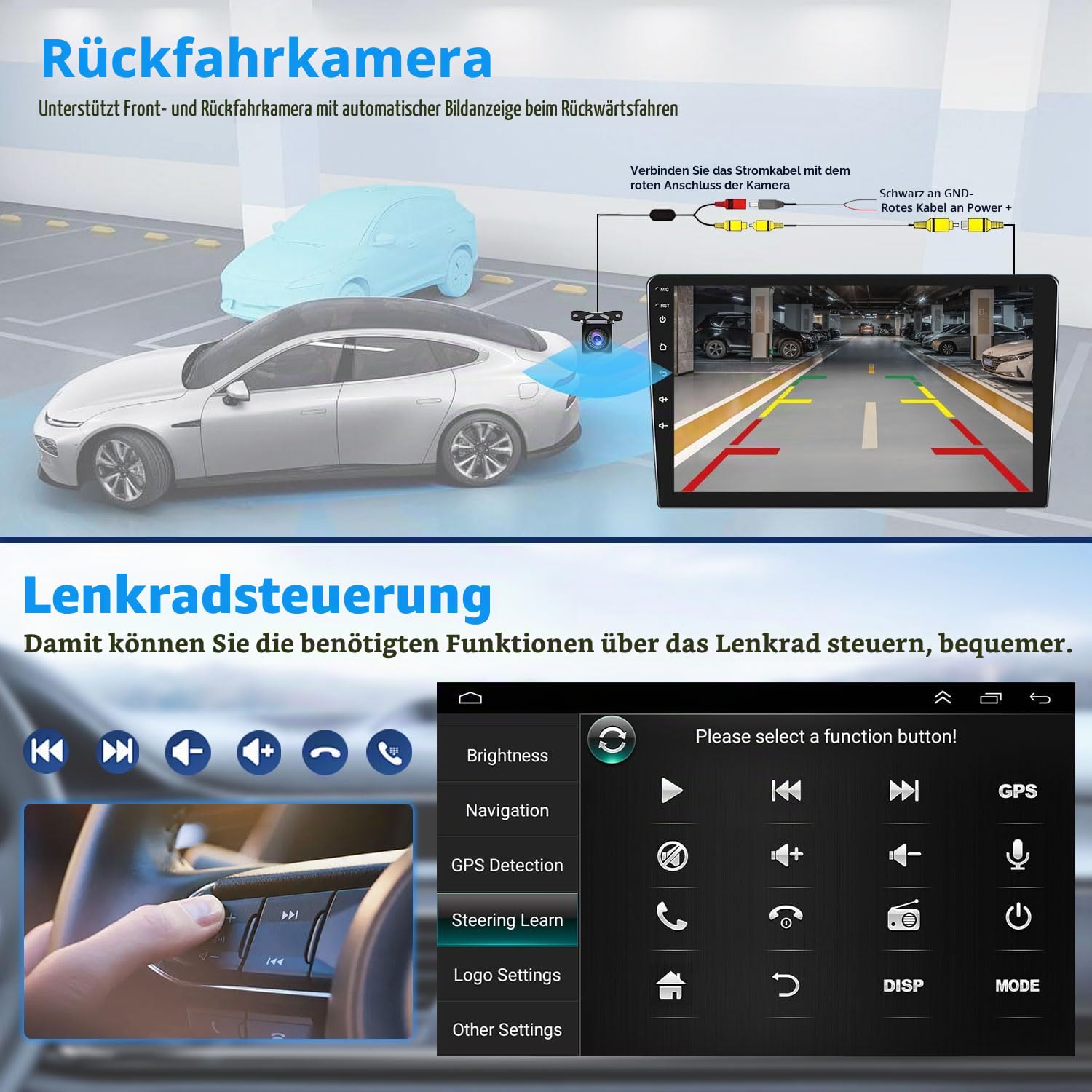 4+64G 7 Zoll Autoradio für Toyota Auris E150 2006-2012 Car Radio 2 DIN Android 14 Avec Wireless Carplay Android Auto GPS Navi Bluetooth WLAN FM/RDS SWC Rückfahrkamera MIC