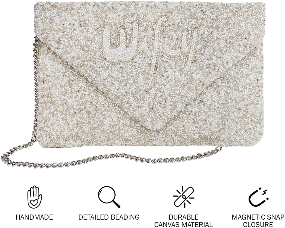 Wifey Bridal Clutch Bag - Hand Beaded Bride Purse, Perfect for Bridal Shower, Engagement, Bachelorette & Wedding Party - Image 3