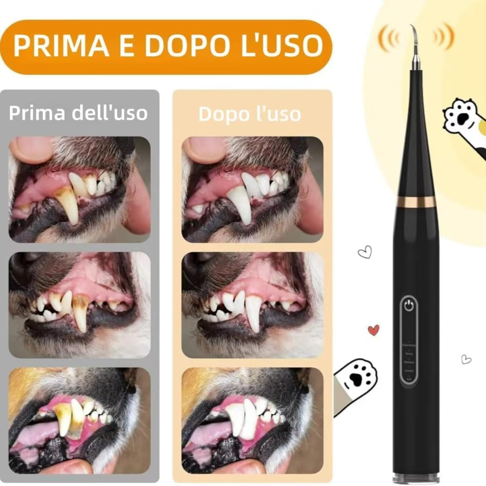 ZampaDent Dispositivo Professionale per la Pulizia Dentale del Cane-Kit Pulizia Denti per Cani e Gatti, 5 Modalità, per Tartaro Dentale, Alito Cattivo, Gengivite (Bianco)