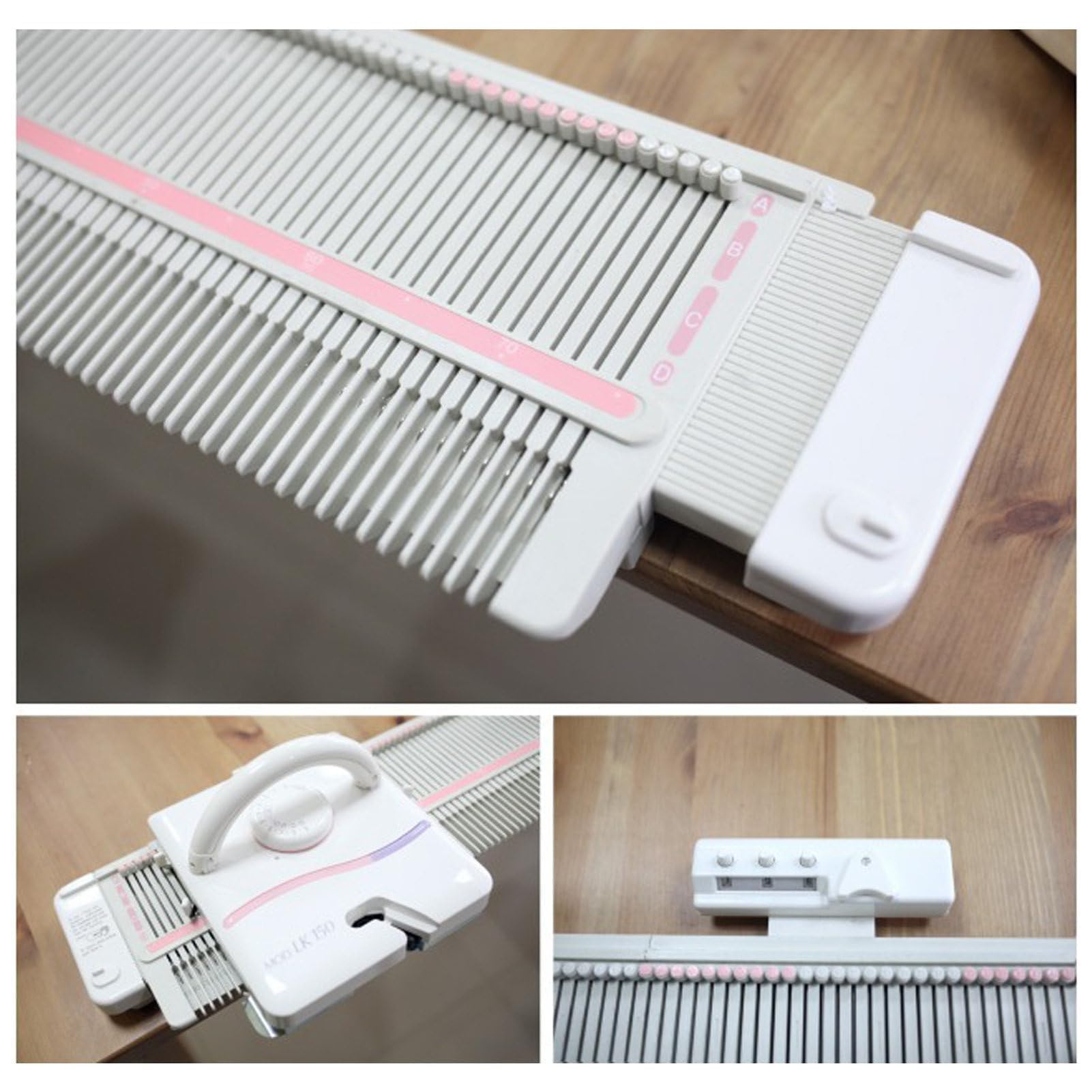 Máquina de tejer semiautomática, 150 puntos, calibre medio, para bufandas y sombreros, incluye agujas de hilo y accesorios para varios patrones de tejer